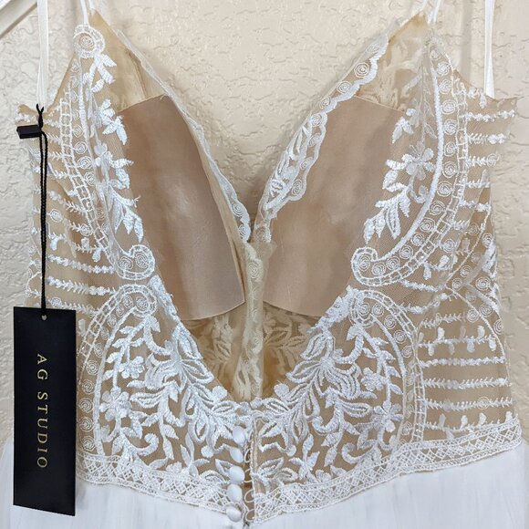 Off White Filigree Sweetheart Neck Formal Wedding Ball Gown Dress 14 - Picture 10 of 10